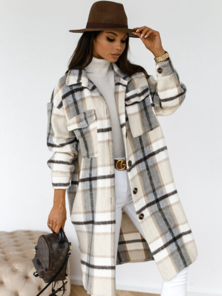 1429477896267-Casual Long Woolen Coat with Warm Plaid, Button LapelWomlike 💞 Elevating Women's Fashion #1 ! - Low Price High Quality