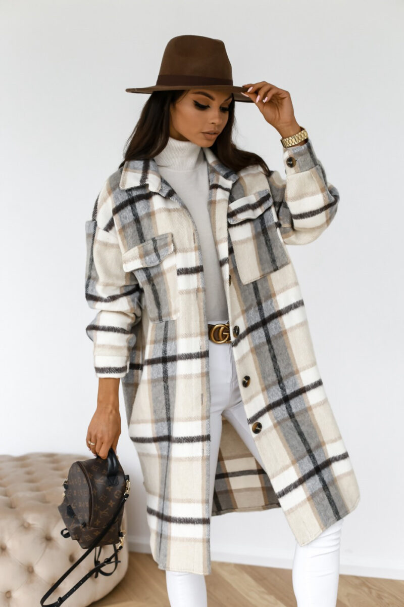 1429477896267-Casual Long Woolen Coat with Warm Plaid, Button LapelWomlike 💞 Elevating Women's Fashion #1 ! - Low Price High Quality