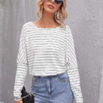 1615946462398-Stylish Round Neck Long-Sleeved Loose Striped Top T-Shirt for WomenWomlike 💞 Elevating Women's Fashion #1 ! - Low Price High Quality