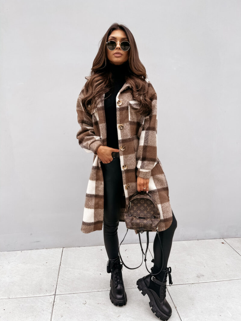 1617434402760-Casual Long Woolen Coat with Warm Plaid, Button LapelWomlike 💞 Elevating Women's Fashion #1 ! - Low Price High Quality