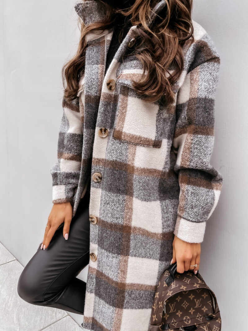 1621660075561-Casual Long Woolen Coat with Warm Plaid, Button LapelWomlike 💞 Elevating Women's Fashion #1 ! - Low Price High Quality