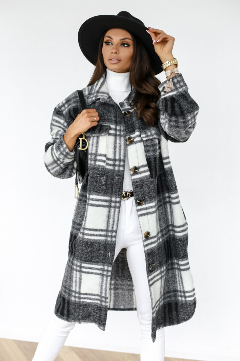 2692487639300-Casual Long Woolen Coat with Warm Plaid, Button LapelWomlike 💞 Elevating Women's Fashion #1 ! - Low Price High Quality