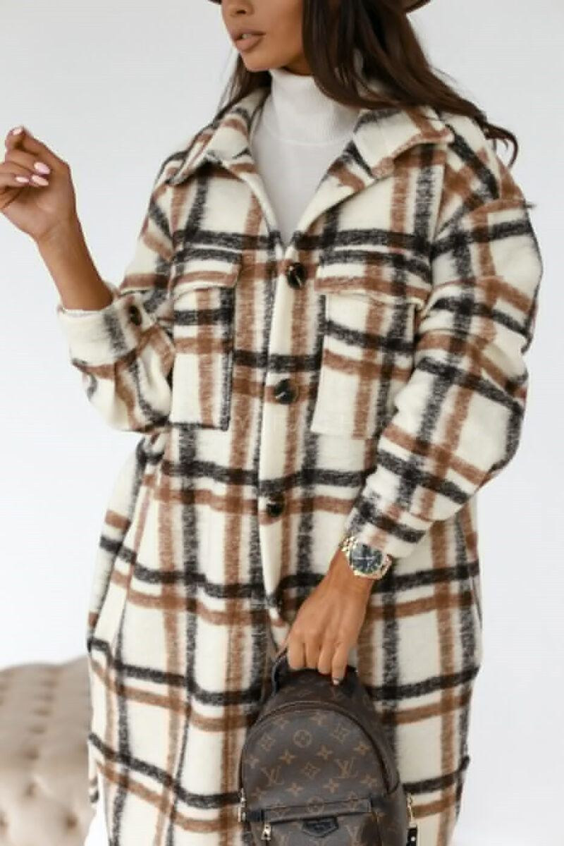 4984904643766-Casual Long Woolen Coat with Warm Plaid, Button LapelWomlike 💞 Elevating Women's Fashion #1 ! - Low Price High Quality