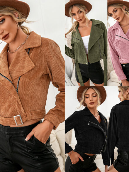 9f2b0896 6934 449c 9dce cbccf7b22df0-Stylish Corduroy Casual Short Outfit with Side Zipper JacketWomlike 💞 Elevating Women's Fashion #1 ! - Low Price High Quality